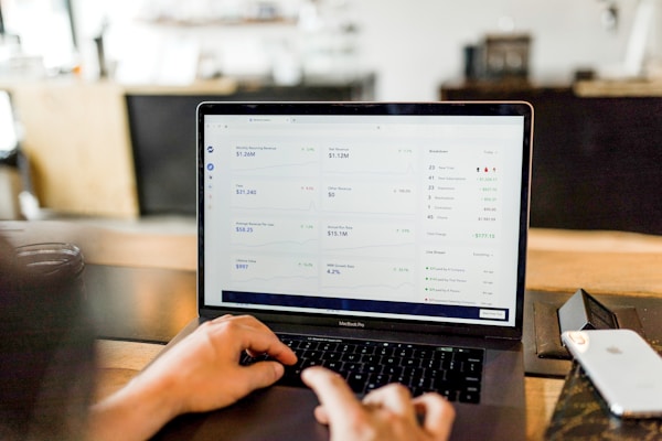 Marketing automation workflow visualized on a laptop screen